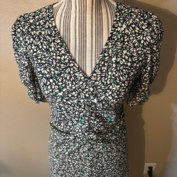 NWT A New Day Black White Floral Dress Asymmetrical Hem Short Sleeve Flowy - Picture 2 of 15